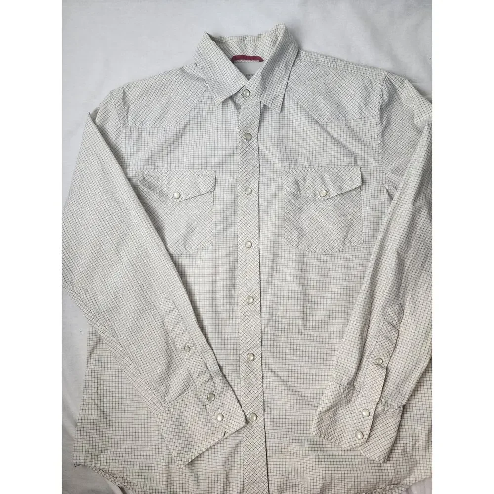 Banana Republic Men's Slim Fit M Medium Pearl Snap Checkered Western Shirt